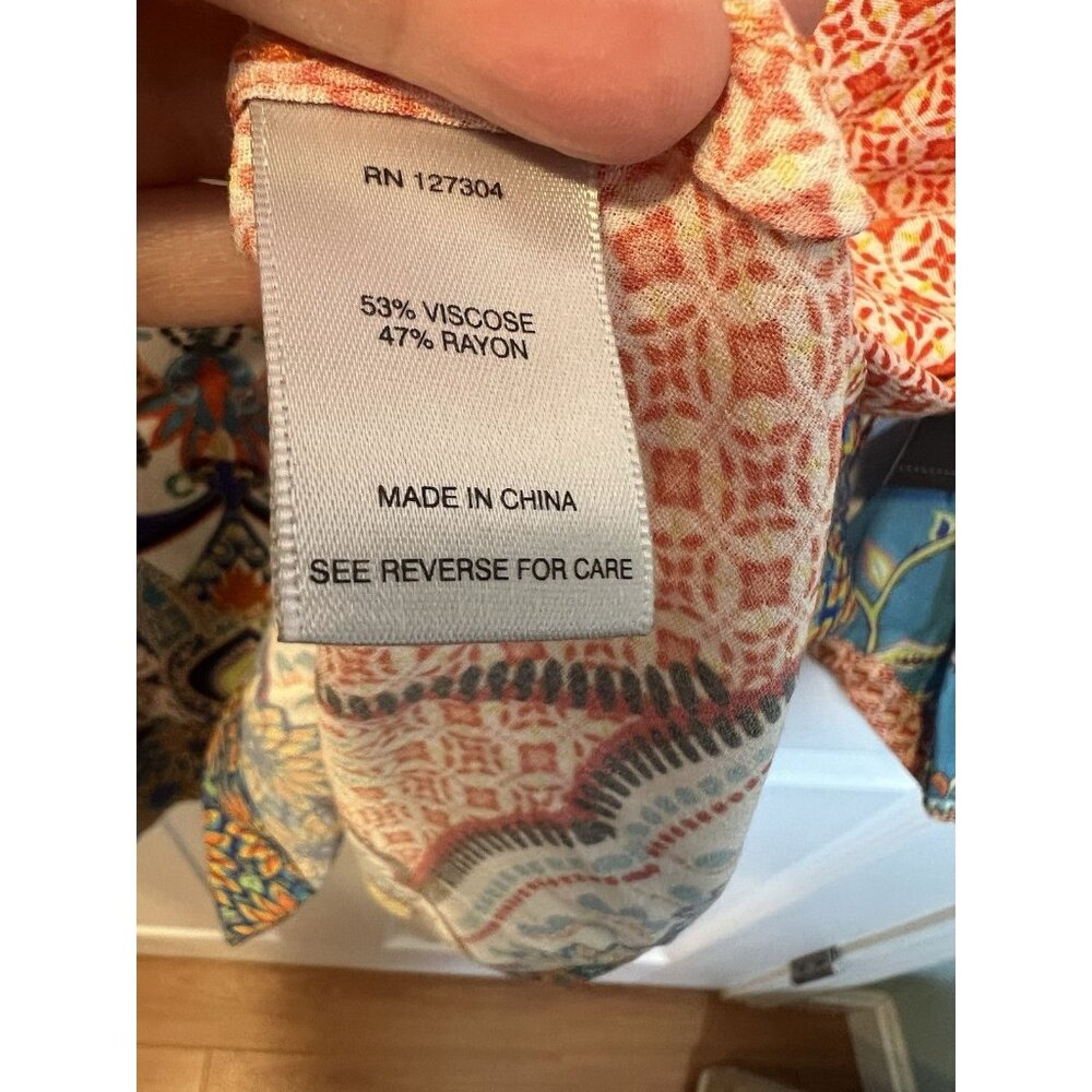 John Mark Mixed Print Peasant Top Multi Large Boh… - image 6